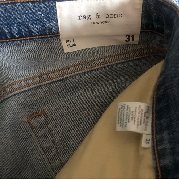 ❤️Rag & Bone Fit 2 Slim Hayes Jeans Size 31 - Picture 5 of 8